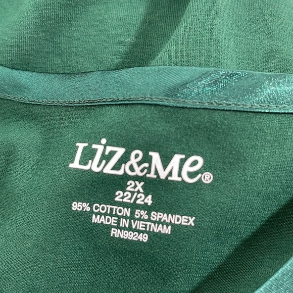 LIZ & ME Green Short Sleeve Blouse Size 2X New - Picture 7 of 8